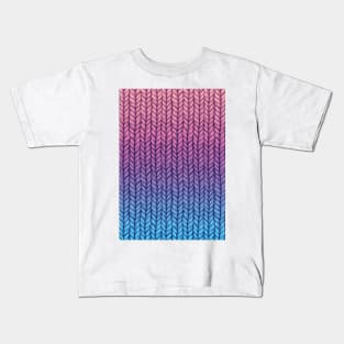 Chunky Knit Pattern in Pink, Blue & Purple Kids T-Shirt